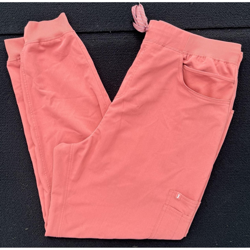 Jaanuu Scrub Pants Womens XL Pink Jogger‎ Cargo Elastic Waist Pockets Workwear